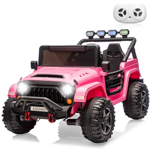24V Ride on Toys for Big Kids, 2 Seater Ride on Car w/Remote Control, 4x4 Ride-on Truck with 4 Motors, 3 Speeds Adjustable, 4 LED Lights, Bluetooth &