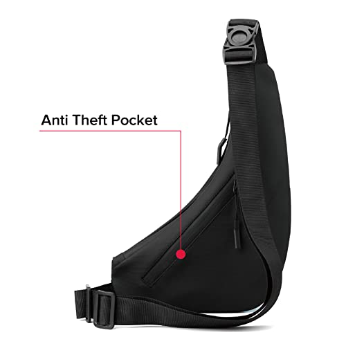 Small Sling Shoulder Crossbody Bag Men Women, Lightweight Anti-theft One Strap Casual Chest Bag Slim Backpack for Outdoor Walking Trip Hiking Biking Black2