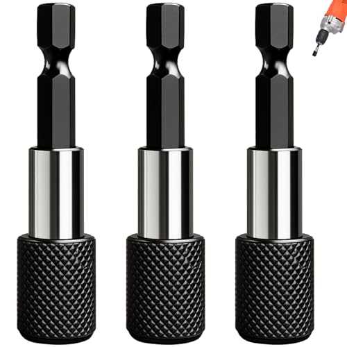 Ebksqs 3 Stück Bithalter Magnetischer, Schnellwechsel Bithalter 1/4 Zoll 60mm, Bit Halterung Magnetisch für Akkuschrauber, Bohrmaschinen, Schraubendreher