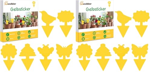 Beshine Gelbsticker, 60 Stück Gelbtafeln Trauermücken Bekämpfen klebriger Fänger für Pflanzen Innen- und Außeninsekten Fliegenkontrolle, wasserdicht und ungiftig (Packung mit 2)