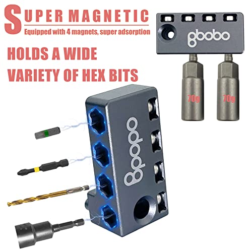 Aluminum Magnetic 1/4-Inch Hex Bits Holders Fit For Milwaukee M18 Fuel Impacts Drivers,Metal Drill Bits Tool Magnet Pick Up Sleeve Organizer, Hex Screw Bit Storage On Side Of Power Drill,Right Side #TOP2