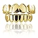 Top Class Jewels Compatible with Grillz Mit 24K vergoldete für obere und untere Zahnreihe, Hip-Hop-Gebiss + 2 Extra-Streifen zum Formen