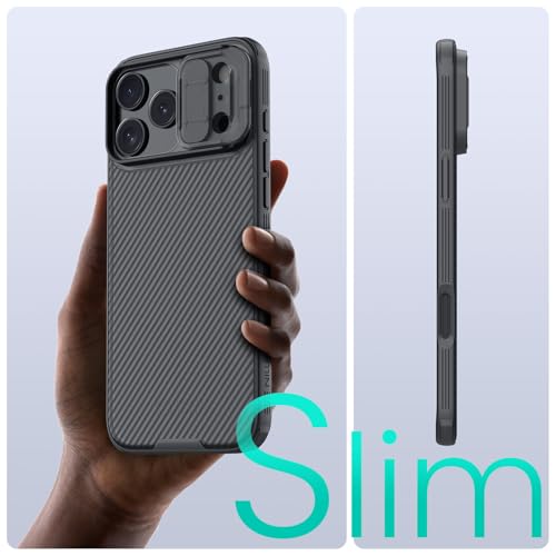 Image of Nillkin for iPhone 17 Pro Max Case with Slide Camera Cover, Thin Slim Fit, Shockproof Protective, Protector Privacy, Phone Case iPhone 17 Pro Max Camera Lens Protector 6.9 inch, Transparent Black