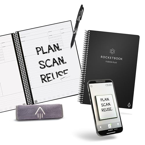 Cahier de notes ROCKETBOOK Fusion Plus Executive noir la quintessence de la papeterie durable innovante