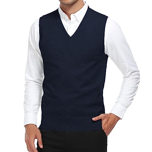 KUYIGO Mens Sleeveless Sweater Vest Classic Business Gentleman V Neck Knitwear Knitted Waistcoat Sweater Tank Tops - Image 3