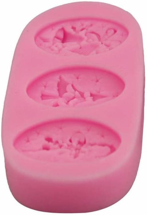 Christmas Silicone Fondant & Chocolate Mold – 3 Cavities Bells, Tree & Gingerbread Man Design for Candy, Cake, Ice & DIY Crafts