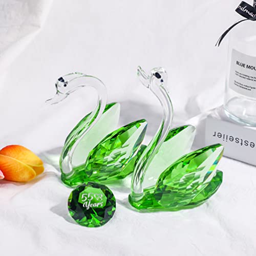 YWHL 55th Wedding Anniversary Decorations, 55 Year Anniversary Swan Gifts for Parents, Emerald Wedding Gifts Her Him, Emerald Green Swan by YWHL - Image 5