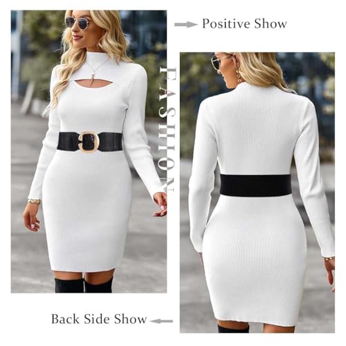 Yalice Women Wide Elastic Waist Belt for Dresses Black Gold Thick Stretchy Belts Ladies Leather Belt4