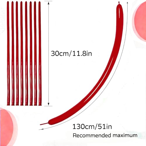 Image of 260 Garnet Red Long Balloons for Balloon Garland Thickening Skinny Latex Twisting Animals Modeling Christmas Birthday Wedding Party Festival Decorations 100pcs