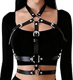 WARANDOD Punk Harness Belts for Woman Leather Chest Body Chain Belt Rave Halloween Accessories Belt Adjustable Gothic (Fit Waist 24.8-36 in)