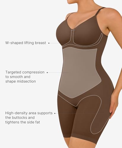 Image of FeelinGirl Shapewear Tummy Control Seamless Bodysuit Hip Enhancer Body Shaper for Women