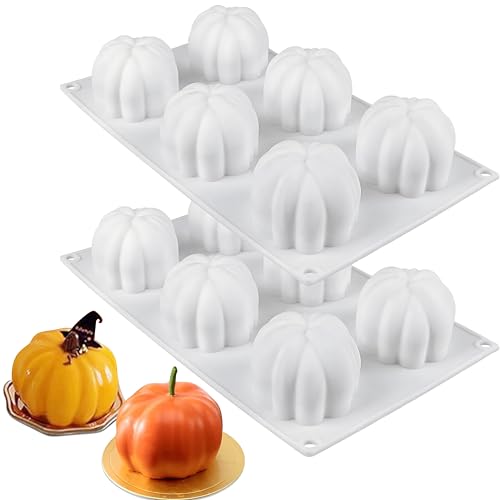 ENASGLOO 2Pcs 3D Pumpkin Silicone Mold Halloween Thanksgiving Fall Cupcake