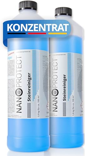 Nanoprotect Steinreiniger Konzentrat | 2 x 1 kg für ca. 200 m | Intensivreiniger für Außenanlagen | Ideal für Haus Hof und Garten