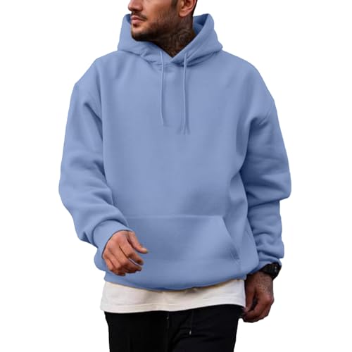 Generisch Hoodie Herren Sweatshirt mit Kapuze Pullover Herren Hoody mit Taschen Einfarbige Kapuzenpullover Langarmshirt Casual Arbeitspullover Oversize Kapuzenpullover Strickpullover