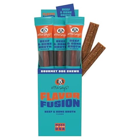 etta says! Flavor Fusion - All Natural Rawhide Free Chews for Dogs 2oz chew - Beef and Bone Broth - Made in The USA (12 Count Pack of 1) Cover