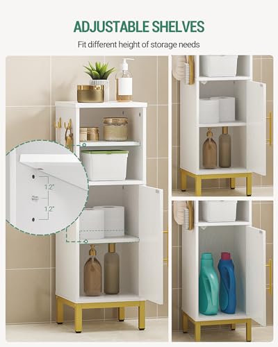 Bathroom-Storage-Cabinet-Corner-Floor-Cabinet-with-Door-Shelves-2Hooks-Small-Narrow-Storage-Organizer-Toilet-Paper-Cabinet-for-Small-Space-White Bathroom Storage Cabinet Corner Floor Cabinet with Door Shelves 2Hooks Small Narrow Storage Organizer Toilet Paper Cabinet for Small Space White