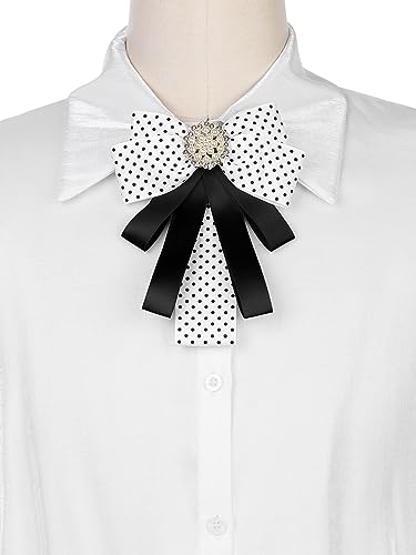 Image of Ribbon Polka Dots Bow Ties Cute Bowties for Women, Clip Fashion Collar Decoration