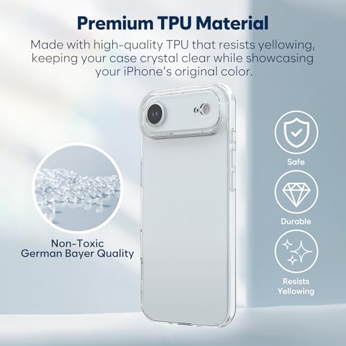 NeoBest Capa transparente para iPhone 17 Air, compatível com (Mag) (seguro), proteção militar contra quedas de 2,8 m, antiamarelamento, leve macio TPU premium resistente a arranhões, proteção de