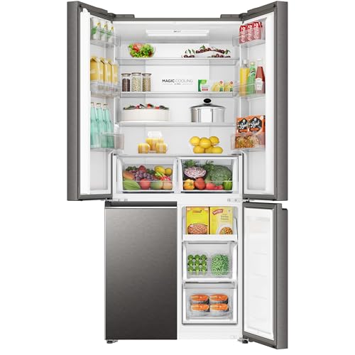 Image of Haier 520 L, 4-Door Side by Side Refrigerator with Convertible Fridge Space & Inverter Technology (HRB-600IS-1, Steel Inox)