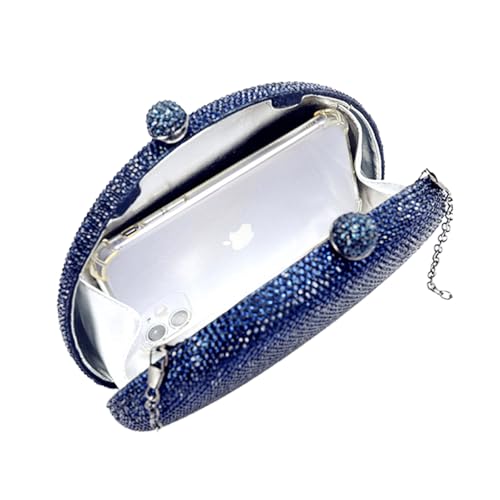 Image of UMREN Women Sparkly Rhinestone Evening Bag Crystal Clutch Purses Glitter Shell Shaped Handbag Wedding Prom Shoulder Bag