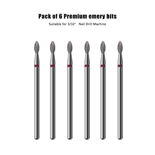 Broca de cutícula para broca de unha, 6 peças, broca profissional de remoção de cutículas, aplica-se