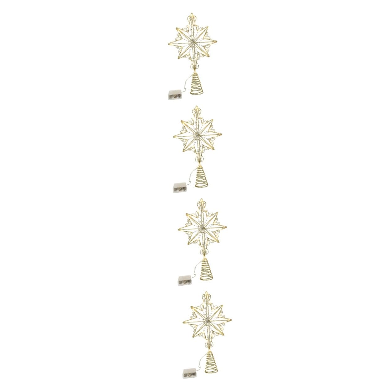 Estrella de árbol de Navidad PRETYZOOM adorno de pentagrama de hierro de 4 piezas