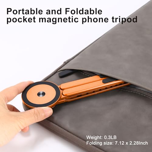 Image of 3-in-1 Portable Laptop Stand with Magnetic Phone Holder, Orange