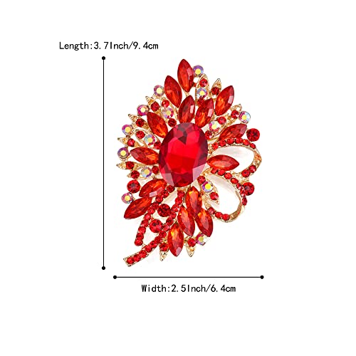 Image of BriLove Women's Stunning Crystal Rhinestone Marquise Large Flower Bow Brooches Scarf Decoration Brooch Pin for Wedding Party