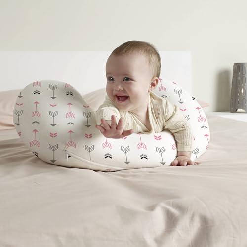 BROLEX Baby Nursing Pillow Covers: 2-Pack Soft Slipcovers for Breastfeeding Pillows - Comfortable Fabric, Fits Standard Nursing Pillows for Boys & Girls - Pink Arrow