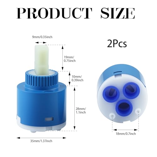 2 Stück Wasserhahn Kartusche, 35mm Keramik Kartusche Armaturen Spüle Zubehör Keramikkartusche Ersatzkartusche für Küchenarmatur Mischbatterie Badarmaturen Bidetarmaturen Duscharmatur