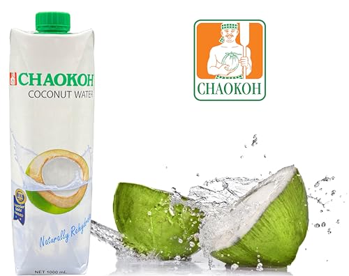 Chaokoh Kokosnusswasser, 100% natürliches Kokoswasser aus Thailand, 1 Liter Packung (Packung mit 6)