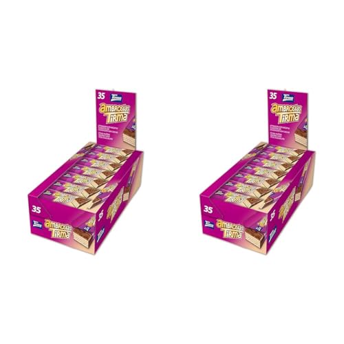 Tirma Ambrosía Cubierta de Chocolate con Leche | Barritas de Barquillos Rellenos de Crema y Cubiertos de Cacao | Chocolatinas Canarias Envasadas Individualmente | 35 uds, 752,50g (Paquete de 2)