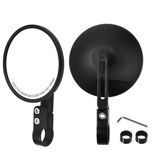 Huucozn 2 Stück Lenkerendenspiegel E24 geprüft Motorrad Spiegel 360°Drehbar Motorradspiegel 22-25mm Lenker Motocross Lenkerspiegel Motorrad Runde Rückspiegel Kompatibal mit Scooter Roller ATV Moped