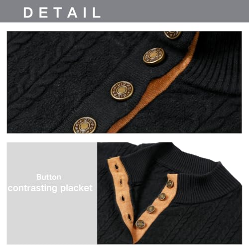 Pull col montant homme tricoté en maille structurée haut de gamme - 5