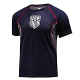 Icon Sports U.S. Soccer Men's Lightweight Polyester Exercise T-Shirt | Mesh Poly, Navy, Large