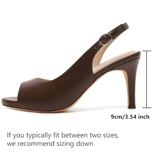 Image of RIBONGZ Peep Toe Heels for Women Open Toe Pumps 3.54 Inch Platform Stiletto Adjustable Slingback Platform Heels Comfortable Slip On Dress Shoes Wedding Party Evening Formal Work