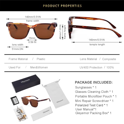 Image of Gleyemor Polarized Mens Square Sunglasses UV400 Protection Sun Glasses