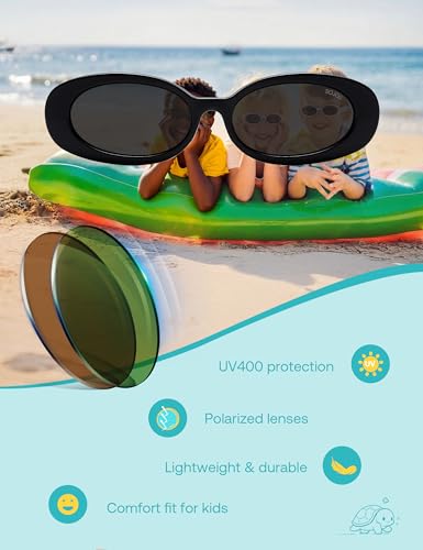Image of SOJOS Ocean Collection Retro Oval Polarized Sunglasses Kids SUNLIGHT S