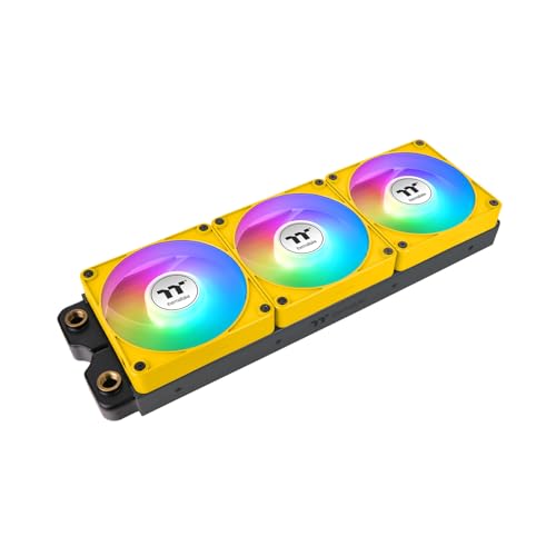 Image of Thermaltake CT140 EX Reverse ARGB Sync PC Cooling Fan 3 Pack, 500~1800 RPM, 5V Mobo Sync, 16.8 Million Colors 9 LEDs, MagForce 2.0 Connectors, Hydraulic Bearing, Bumblebee, CL-F227-PL14BB-A
