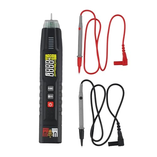 Moliuoly HT122 - Multímetro digital (4000 cuentas, voltímetro de mano con NCV y Smart Auto Recognition, para tensión CC/CA, resistencia, capacidad, frecuencia, CAT III, 600 V, incluye clip de bolsillo