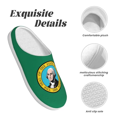 Cozy Washington Flag print Slippers Indoor and Outdoor Fuzzy House Shoes Anti-Skid Sole Gifts for Women Indoor Scuff4
