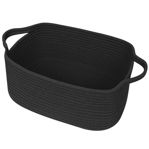 WILLITAT Black Basket for Gifts Woven Gift Baskets Empty Cotton Rope Storage Bin for Organizing Cute Cat Dog Kids Toy Box Decorative Baby Nursery Closet Organizer Wicker Easter Basket with Handle