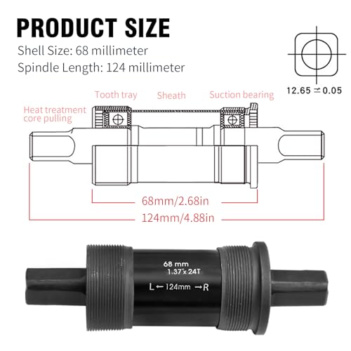image for Hoypeyfiy Bike Bottom Bracket Mountain Bike Square-Taper Bottom Bracke