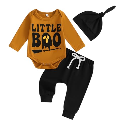 Image of Kavousa My First Halloween Baby Boy Outfit Newborn Boy Clothes Long Sleeve Romper Pants Baby Pumpkin Clothes Fall