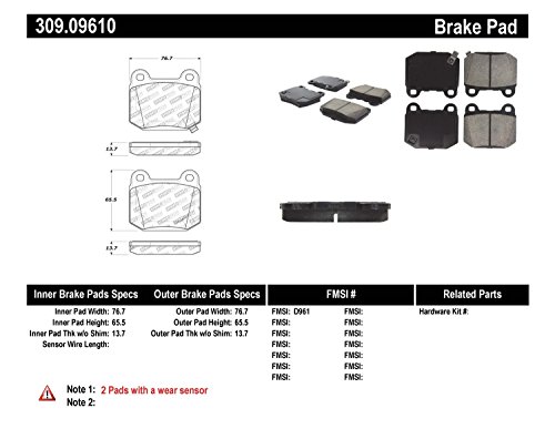 Stoptech 309.09610 Sport Brake Pads With Shims And Hardware #TOP1