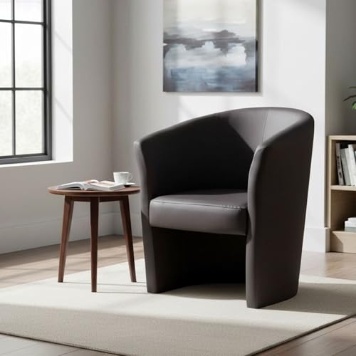 Dmora - Fauteuil Abrera, Fauteuil de Salon, Siège rembourré, Chaise avec accoudoirs en Simili Cuir, 64x63h76 cm, Noir