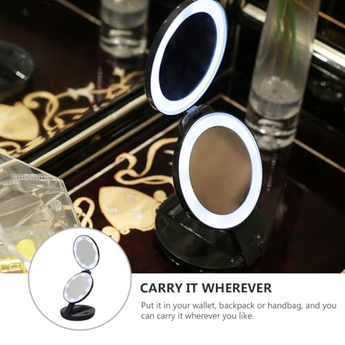 Miroir de maquillage pliable double face noir compact en ABS - 8