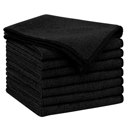 AIDEA Microfiber Cleaning Cloth Black 8PK, Microfiber Towels for...