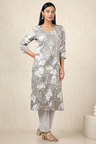 Image of Soch Womens Rayon Botanical Kurta Set With Zari