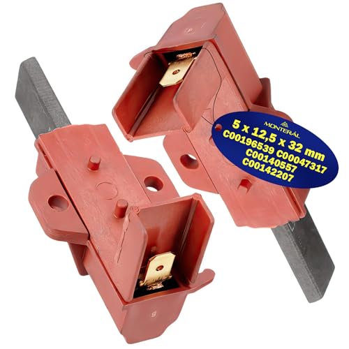 2 Piezas Escobillas Carbon para Motor Lavadora 5 x 12,5 x 32 mm con Código Original C00196539 C00047317 C00140557 C00142207 para Ariston para Indesit - Garantía de 10 Años - MONTERAL